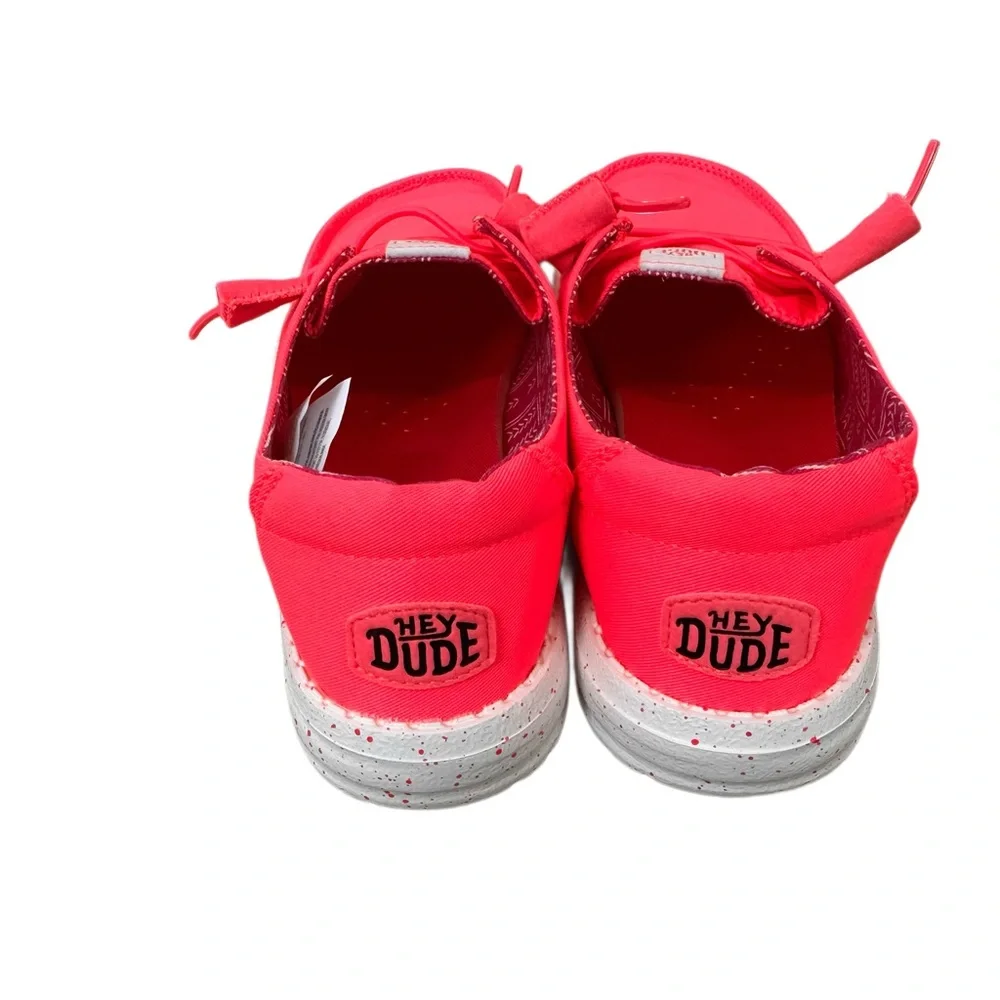 Hey Dude Women's Wendy Stretch Canvas shoes in a vibrant neon pink NWOT - Picture 4 of 6